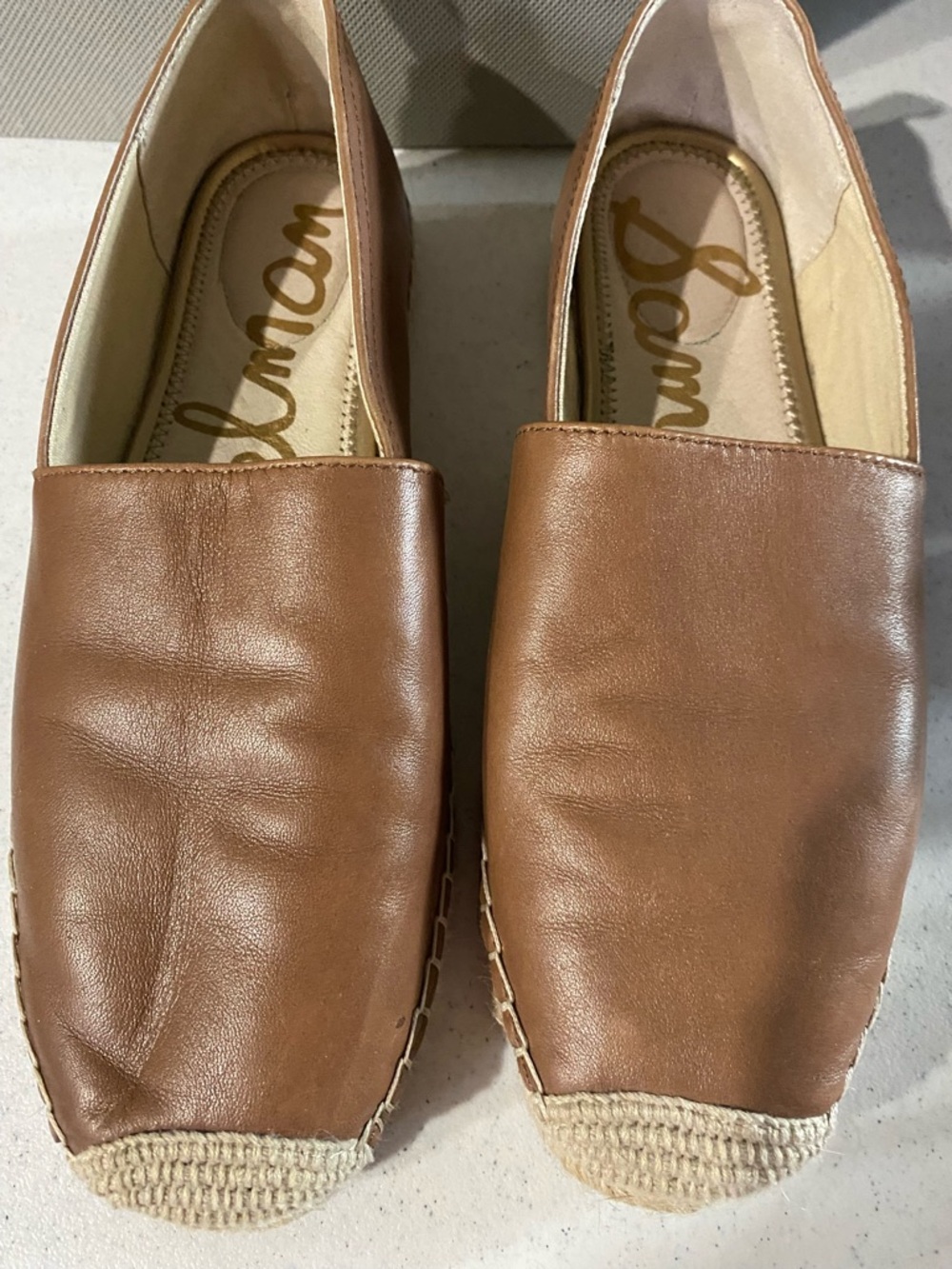 Sam Edelman Brown Leather Slip-On Espadrilles